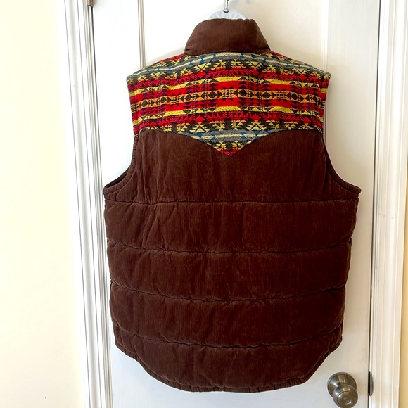 True Religion Other - True Religion Aztec Puffer Vest Serape Yoke Men XL/TG Cotton Corduroy Brown Boho